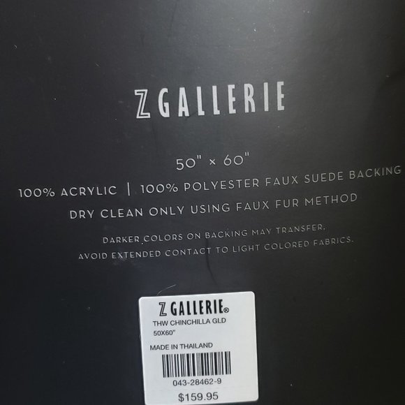 Z Gallerie Faux Chinchilla Throw GOLD - Picture 4 of 12